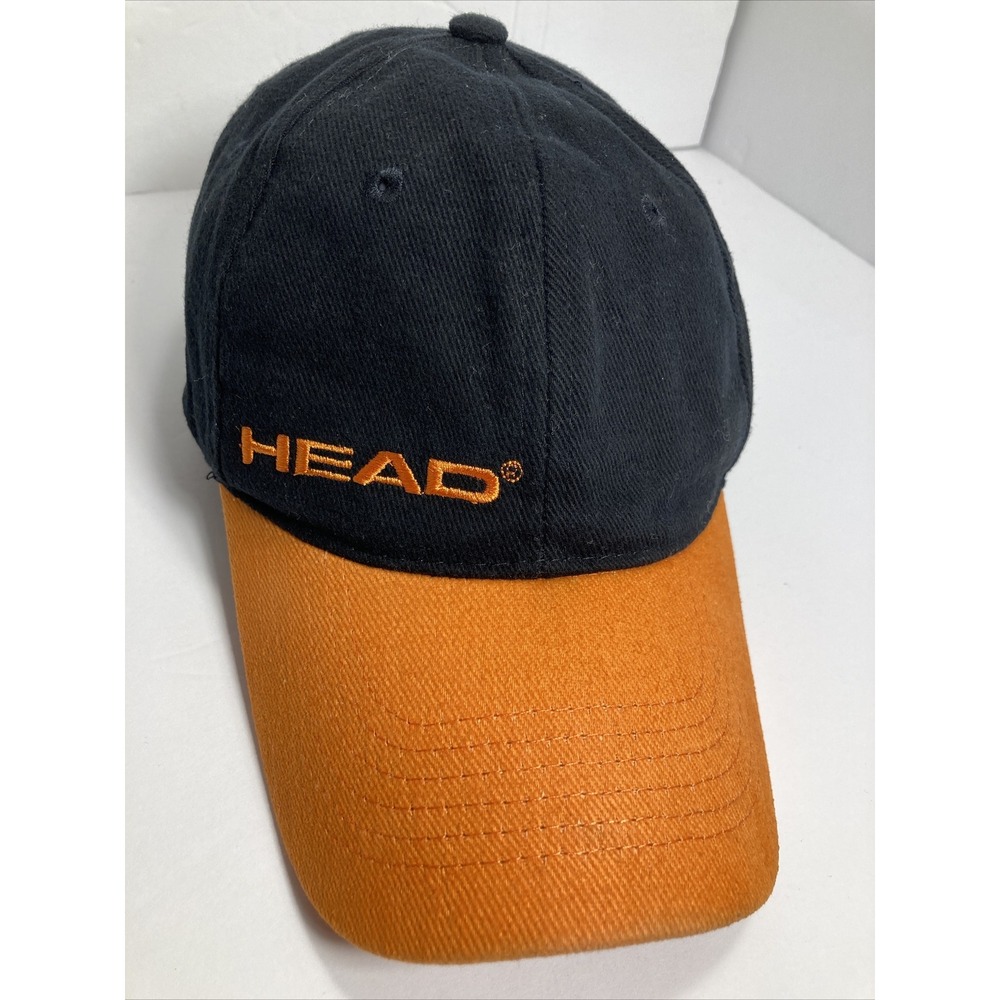 Head LiquidMetal Logo Ball Cap Hat Black Orange Twill Adjustable 100% Cotton